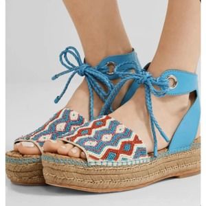 Sam Edelman Blue and Red Beaded Sandals